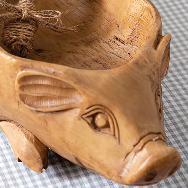 Large Rustic Pig Bowl