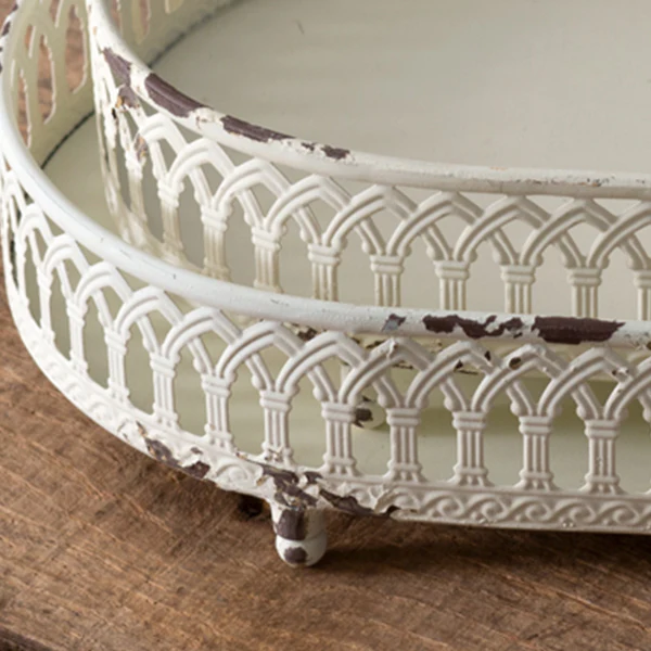 Metal Chantilly Tabletop Trays, Set of Two