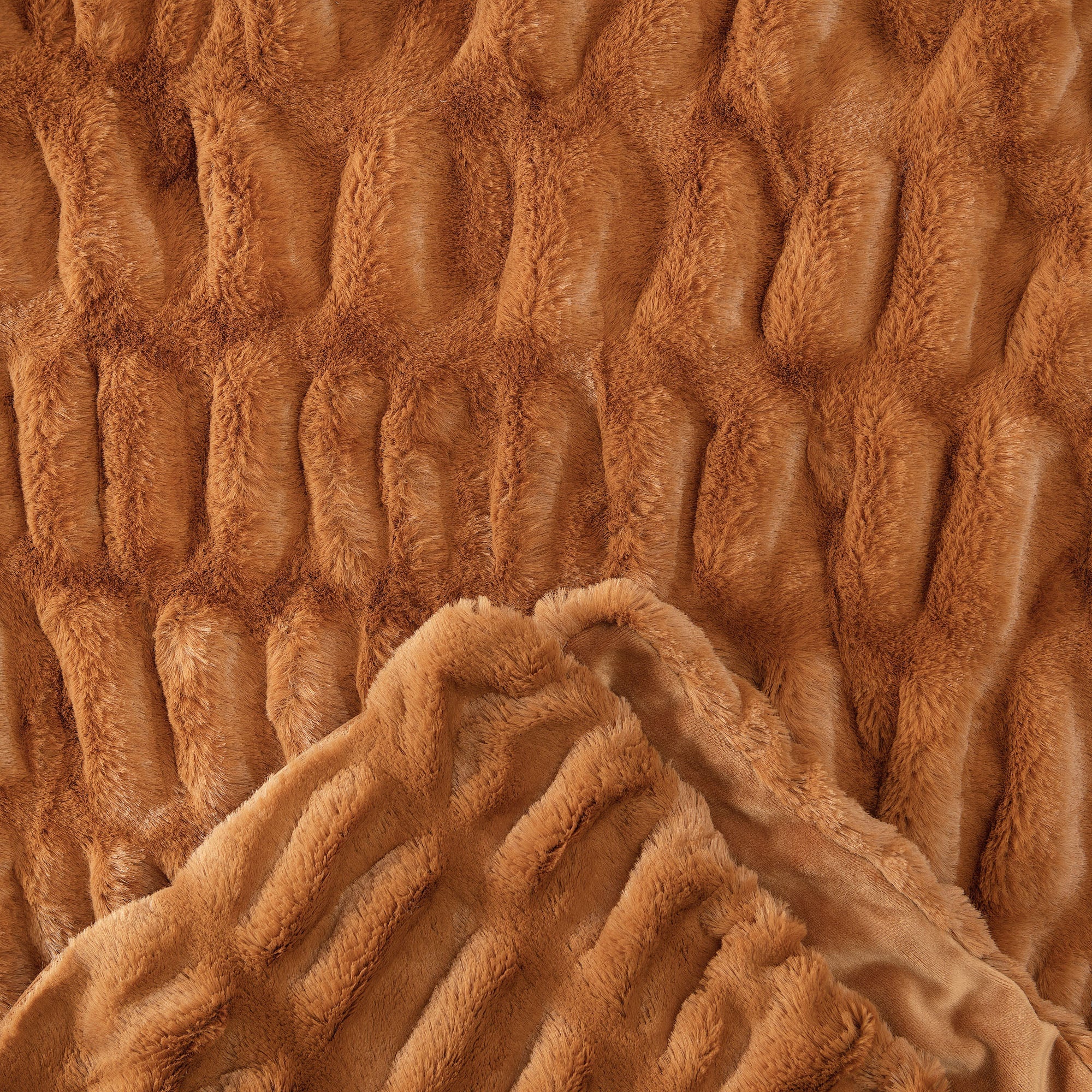 Ruched Faux Fur Throw Blanket