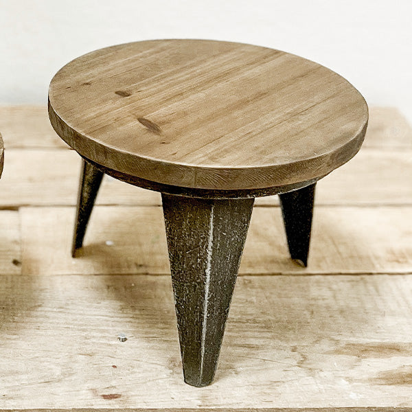 Distressed Metal and Wood Risers, Set of 2