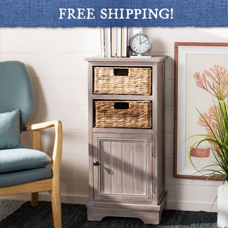 Farmhouse Wooden Cabinet with Baskets