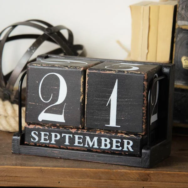 Distressed Wooden Block Perpetual Calendar