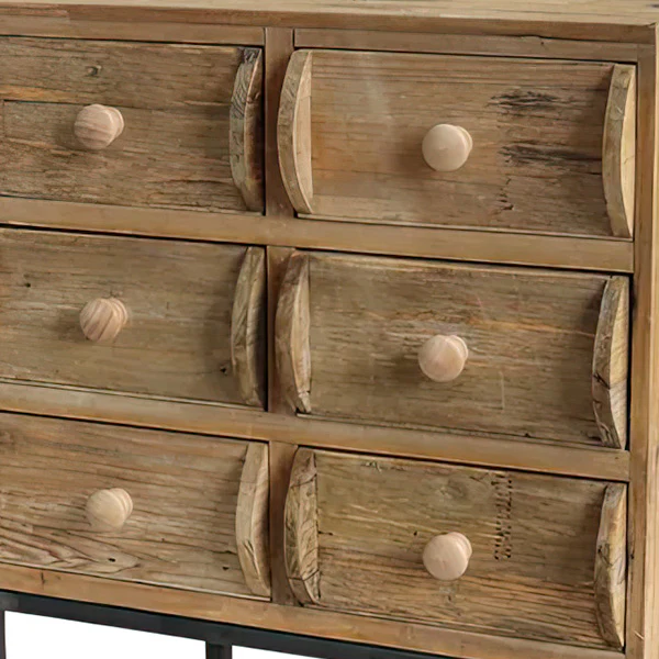 Natural Wood Cabinet with Six Drawers