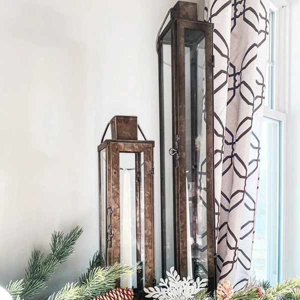 Oversized Elongated Rustic Lanterns, Set of 2