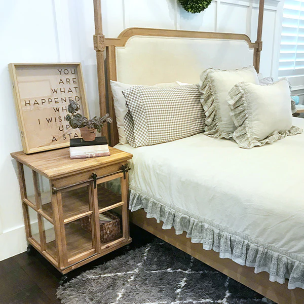 Distressed Wood Sliding Case With Glass Panes