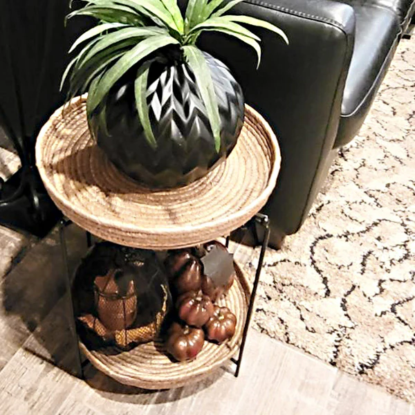 Round Seagrass Table | Removable Serving Trays