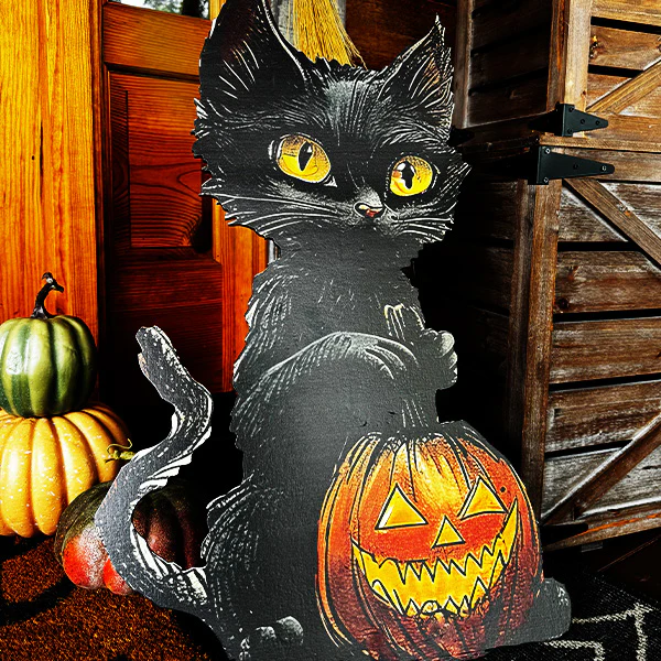 Indoor/Outdoor Cat Witch Cutout, Set of Two | Spooky Season Collection