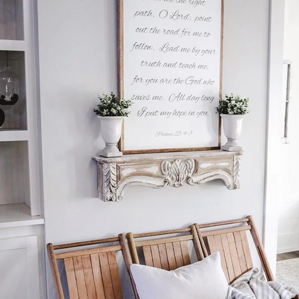 LARGE White Distressed Corbel Mantel Shelf