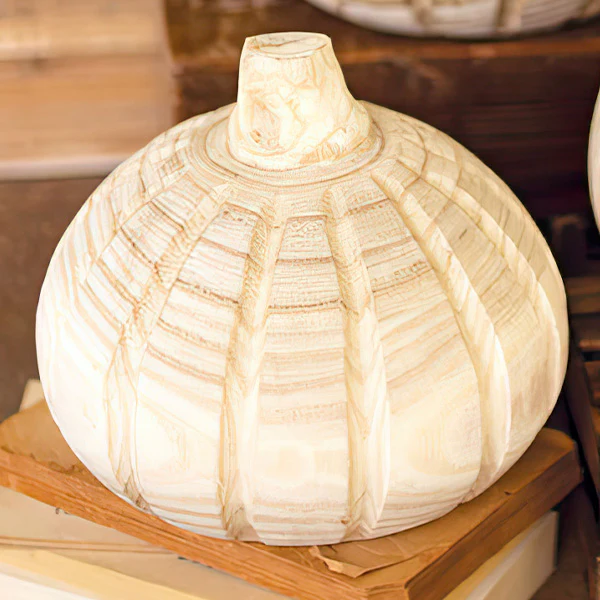 Natural Carved Wood Pumpkins, Set of Three