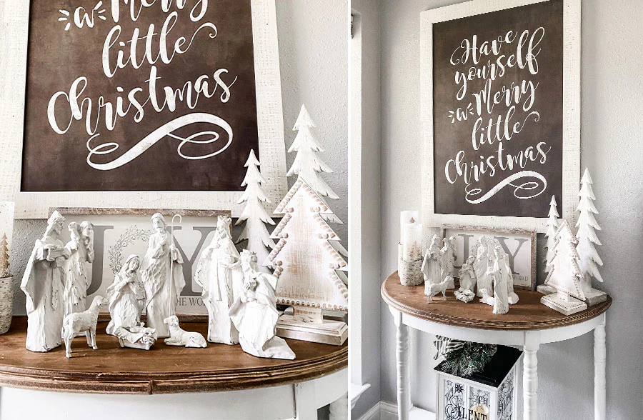 Chippy White Nativity Scene, Set of 9 Figurines