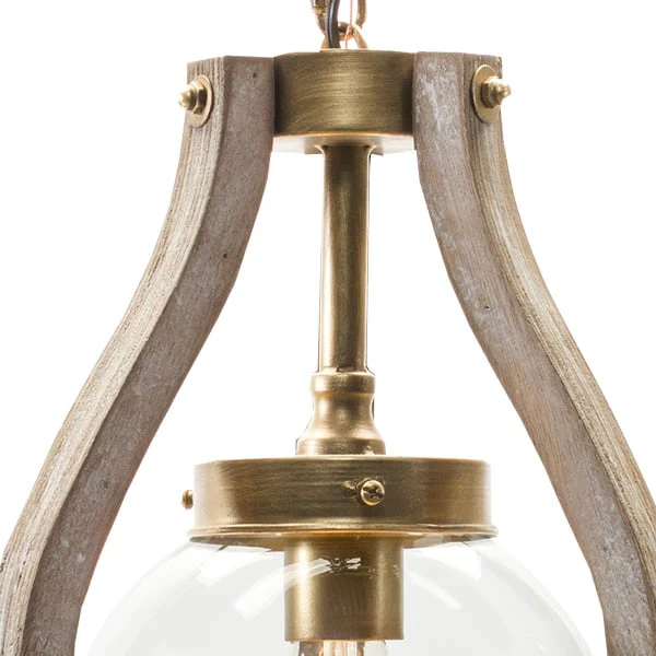 Contrasting Wood and Brushed Metal Pendant Light