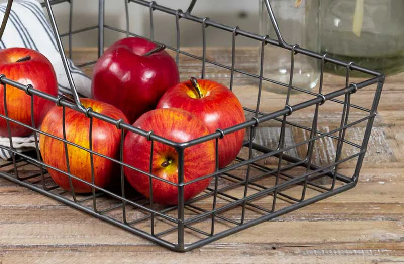 Metal Basket With Wood Handle