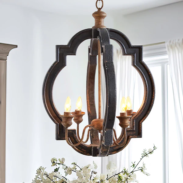 Rustic Finish Scalloped Black Chandelier