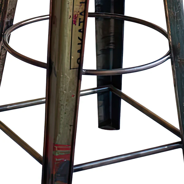 Recycled Metal Bar Stool with Wooden Top