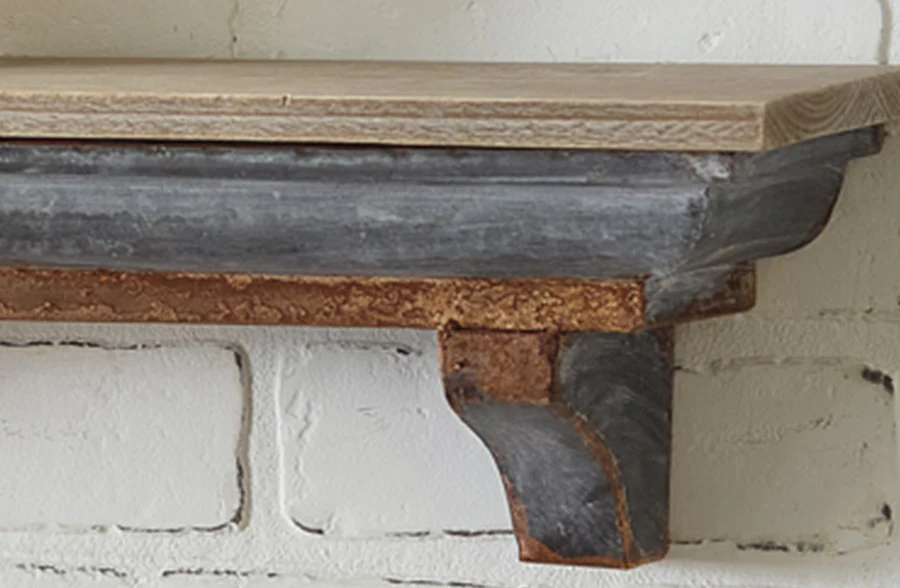 Rustic Wood and Metal Shelf