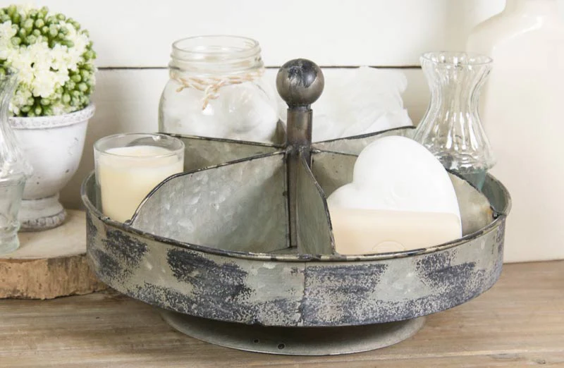 Galvanized Metal Spinning Tray Organizer