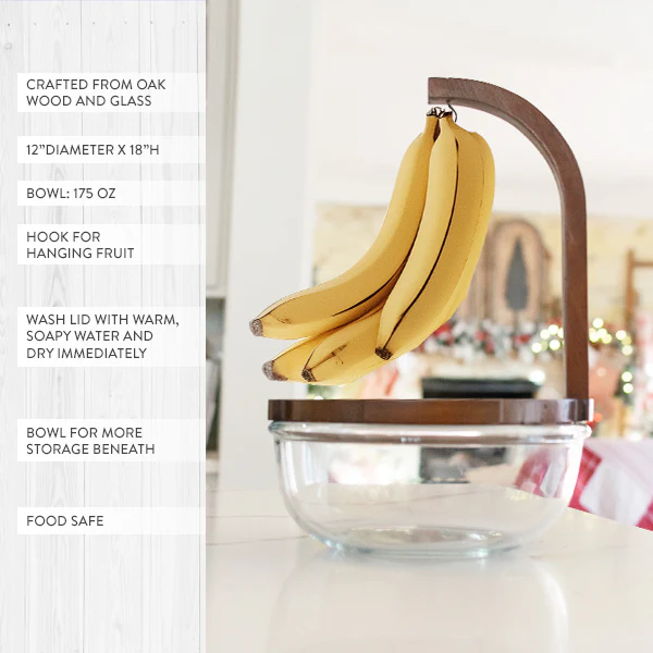 Just Ripe Glass Fruit Bowl With Oak Wood Lid