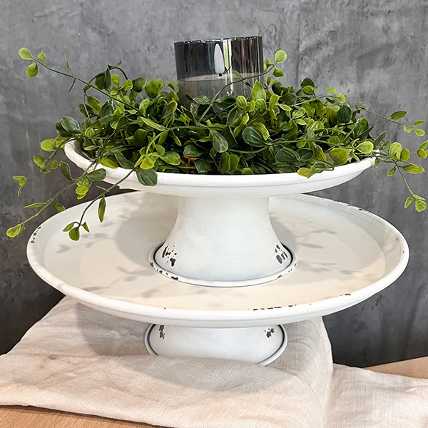 Chippy White Metal Pedestals, Set of 2