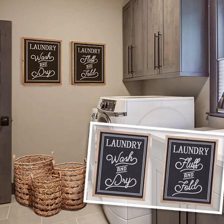Wooden Framed Laundry Signs, Set of 2