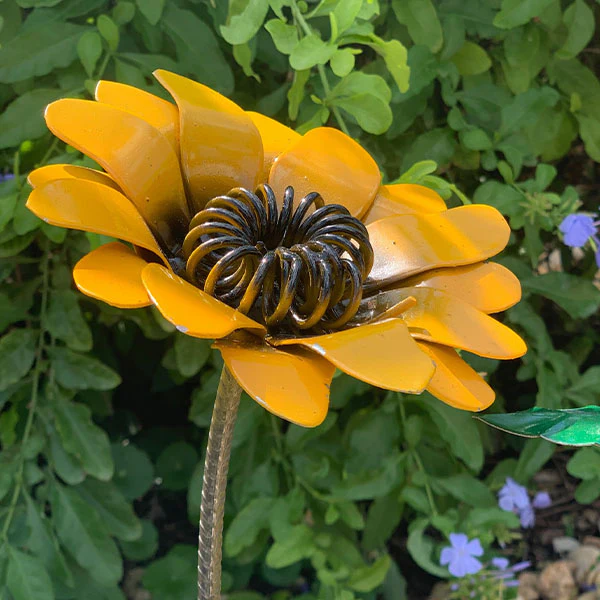 Metal Sunflowers on Rock Bases, Set of 2