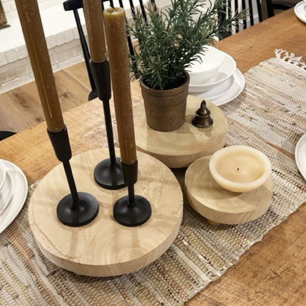 Round Wood Risers, Set of 3