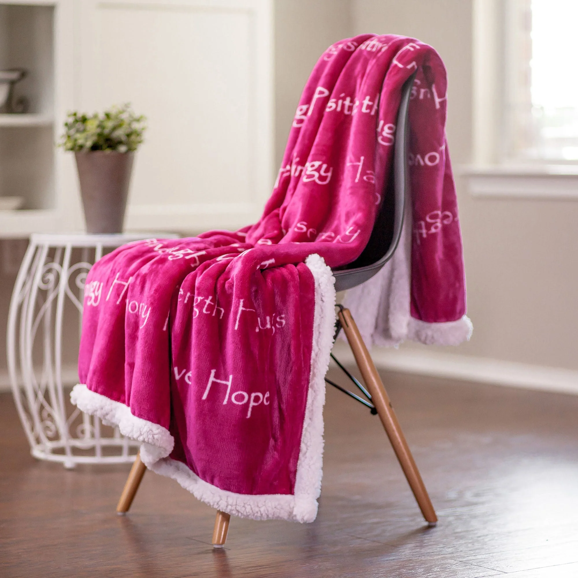Gift Faux Fur Comfort Words Throw Blanket