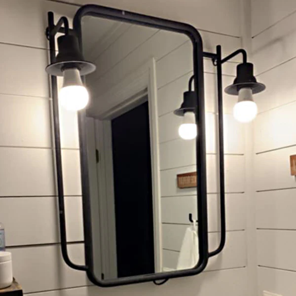 Wall Mirror with Hanging Lamps