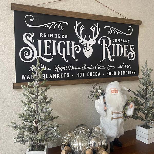 Old-Fashioned Sleigh Rides Canvas & Wood Sign, Pick Your Style