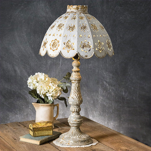 Large 29 Inch Ornate Distressed Table Lamp