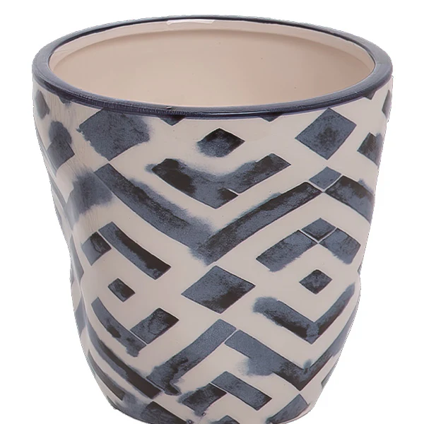 Patterned Spring Blue Planters, Set of 3