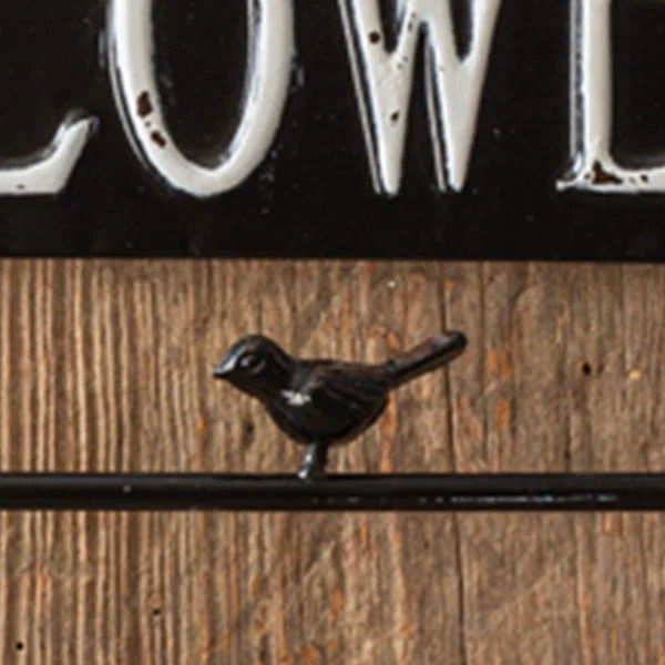 Fresh Flowers Sign with Enamel Planters