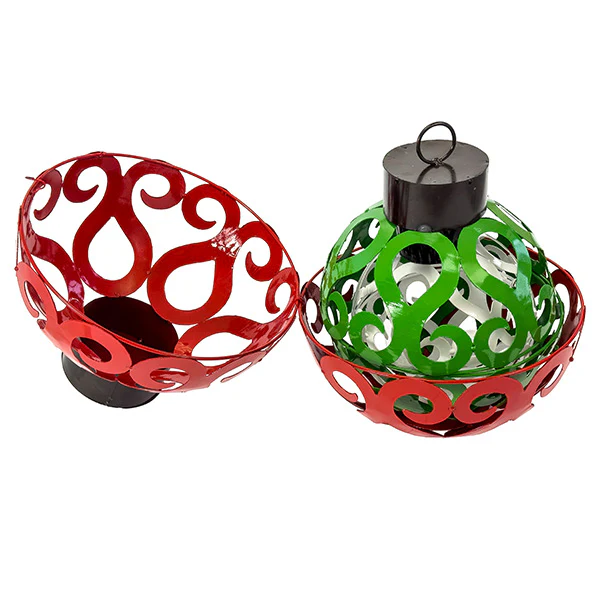 Oversized Ornate Metal Christmas Ornaments, Set of 3, Choose Your Color