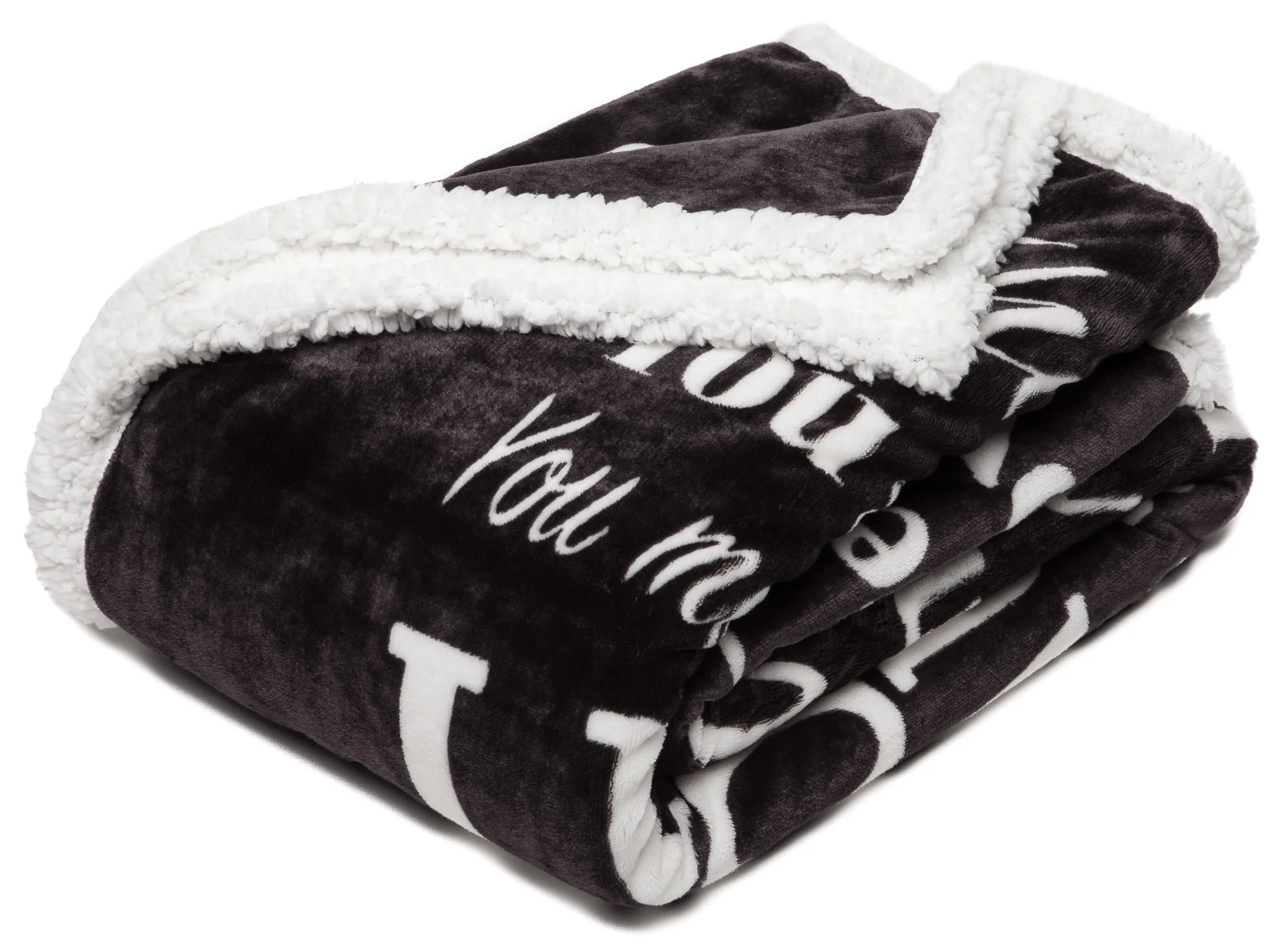 Love You Miss You Sherpa Throw Blanket