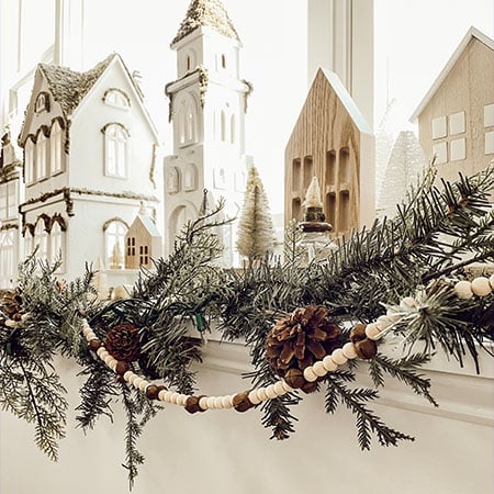 72 Inch Wooden Beaded Garland with Bells | Handmade in the USA