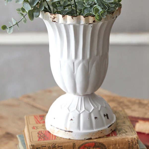 Distressed Scalloped Flower Vases, Set of 2