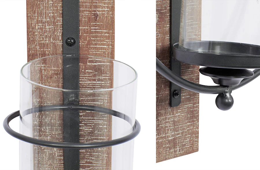 LARGE Wood and Metal Wall Sconce, Pick Your Size