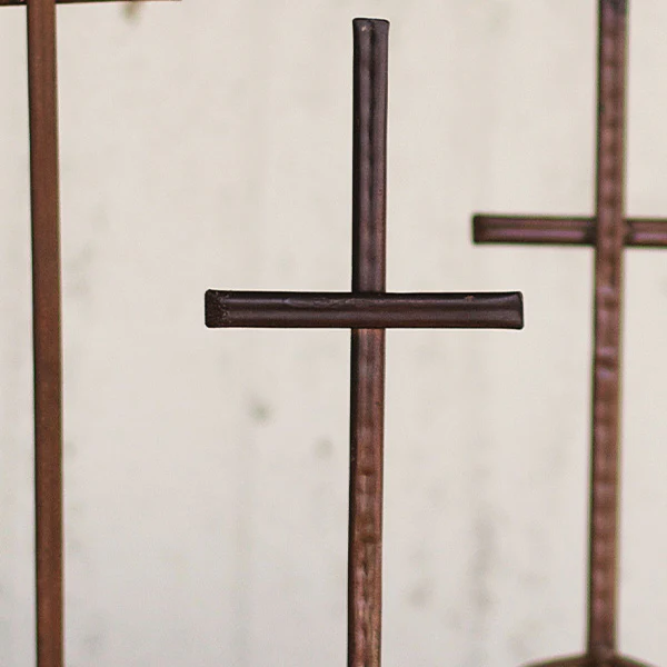 Reclaimed Rustic Metal Crosses, Set of 3