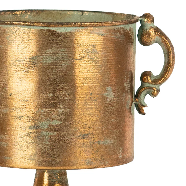 Antique Copper Finish Planter Urns, Set of 2