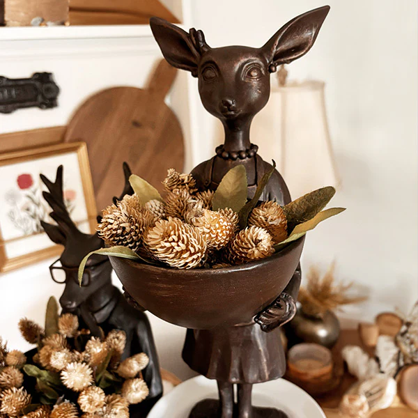 Bronze Girl Reindeer Bowl