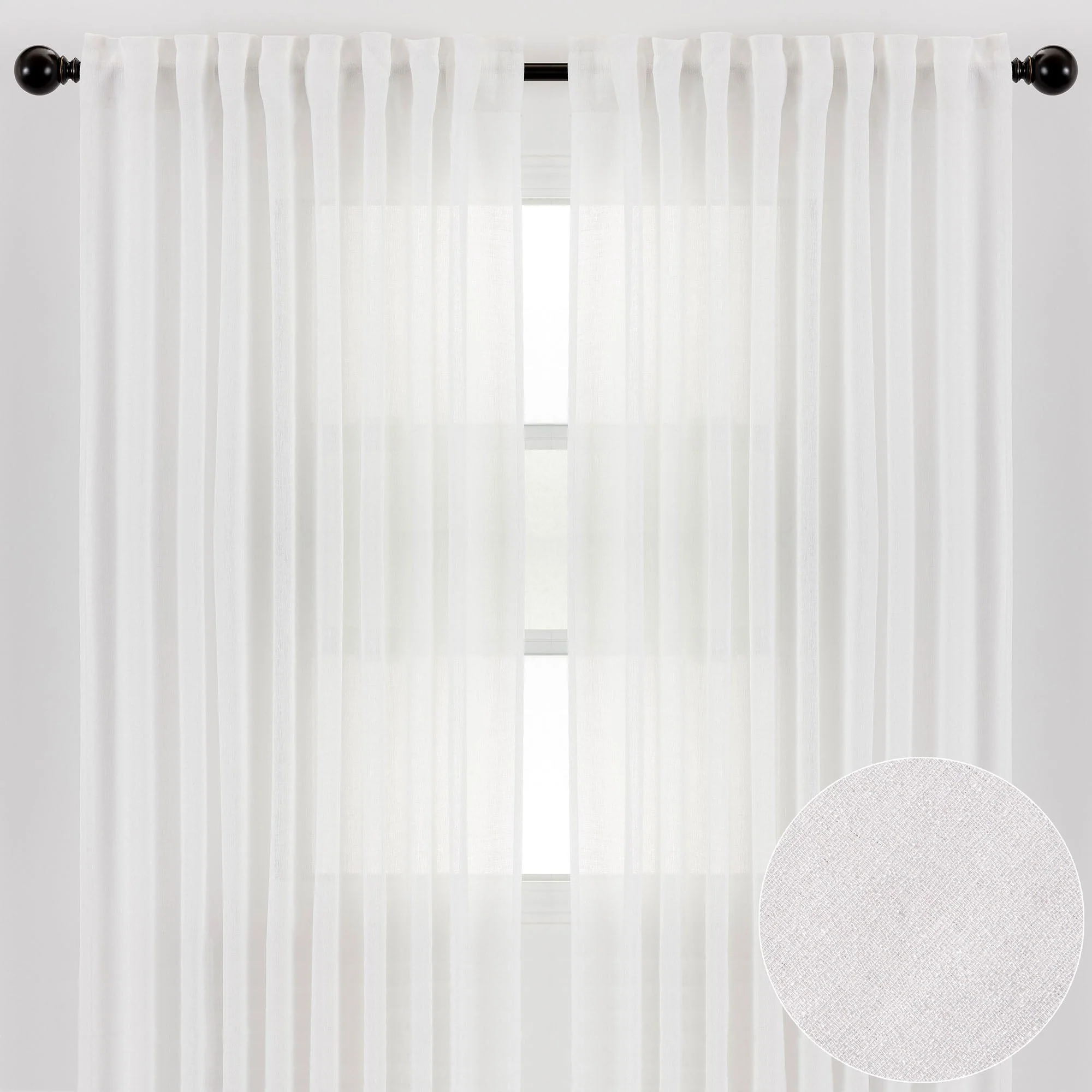 Faux Belgian Flax Solid Curtains