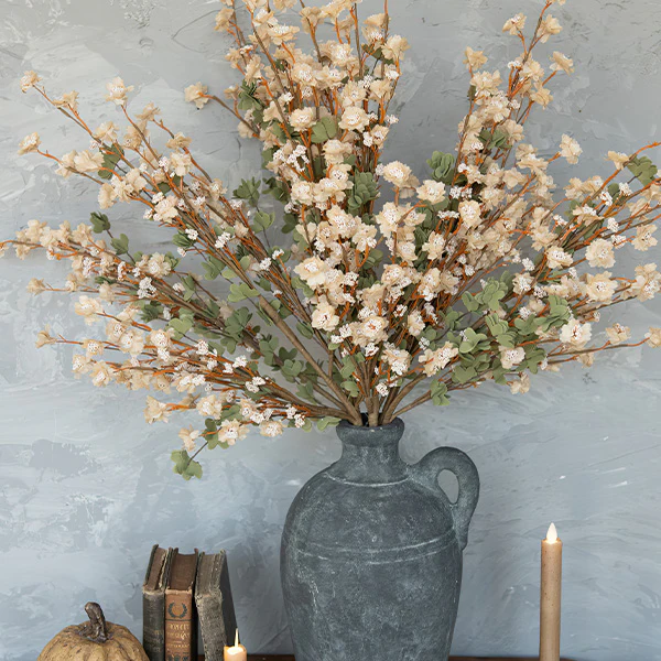 Lifelike Beige Wild Zinnia Spray, Set of 4