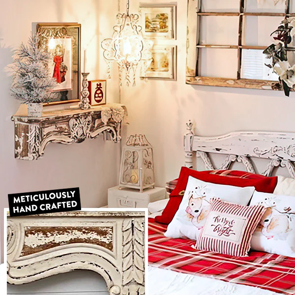 LARGE White Distressed Corbel Mantel Shelf