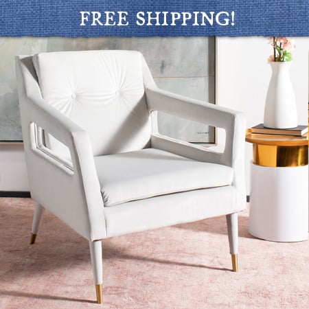 Off White Velvet Upholstered Tufted Armchair