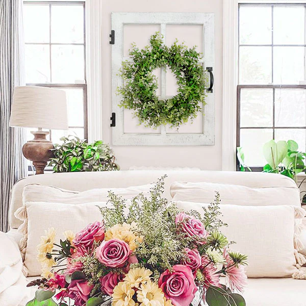 2-in-1 Hinged Dutch Window with Eucalyptus Wreath