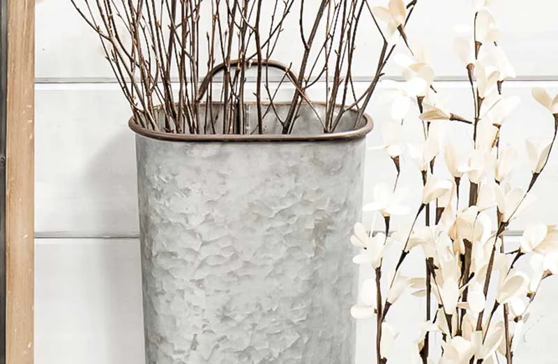 Galvanized Wall Buckets Set of 3