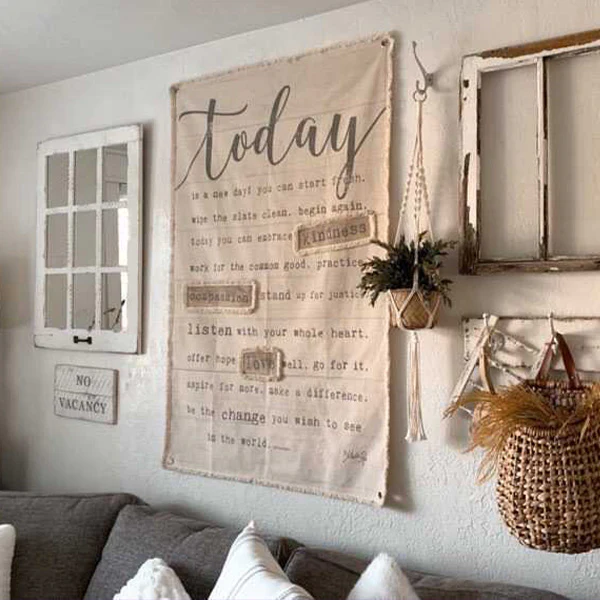 51 Inch LARGE Handsewn Feedsack Wall Art