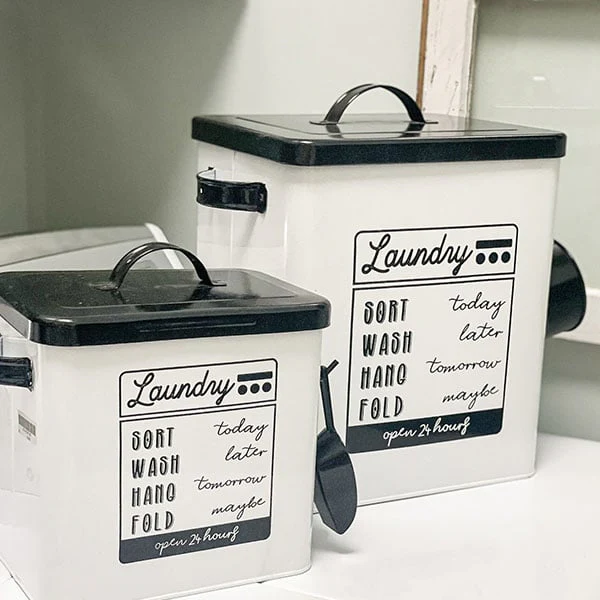 Laundry Detergent Powder Storage Tin Box With Scoop, Set of 2