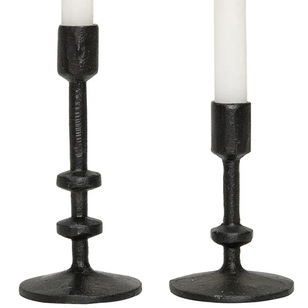 Forged Iron Candle Holders, Set of 2