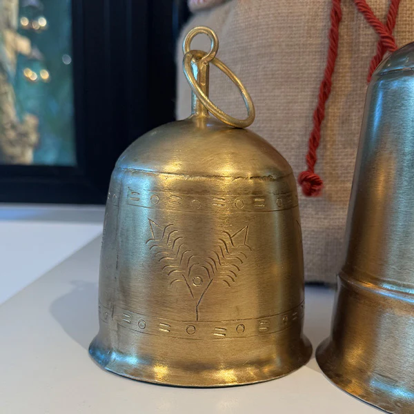 Antique Brass Finish Christmas Bells, Set of 3