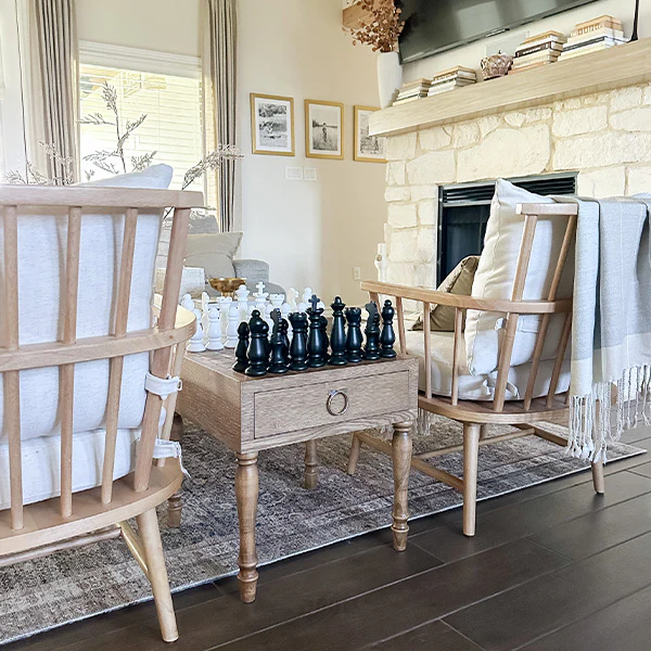 Chess Table with Drawers (With Chess Pieces)